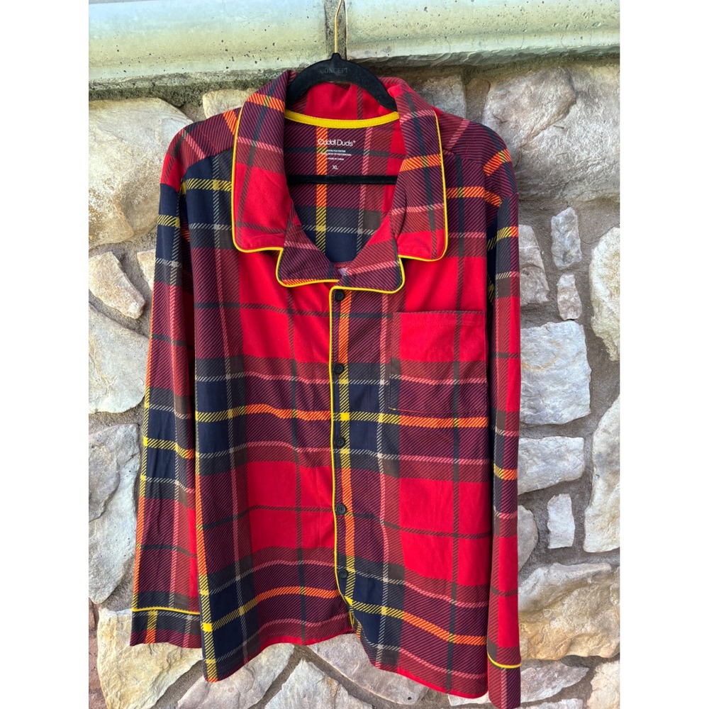 Cuddl Duds Men's Plaid Pajama Shirt Red NWT Size XL